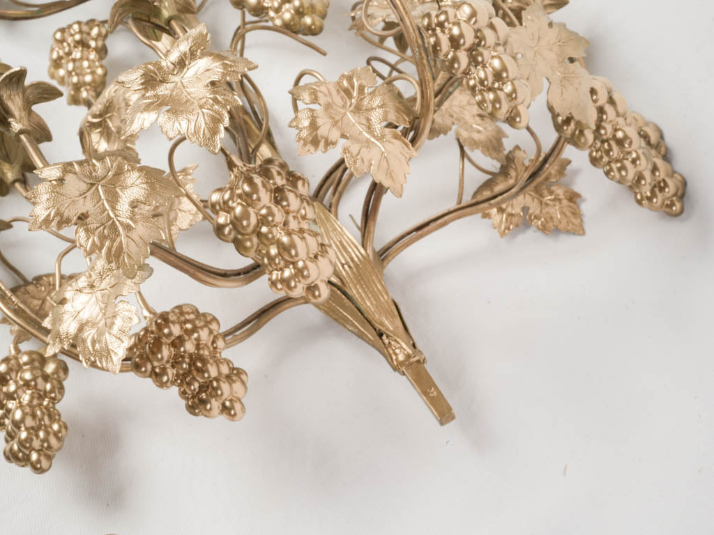 Statement Pair of Mid Century Gilt Brass Wall Sconces - 31"