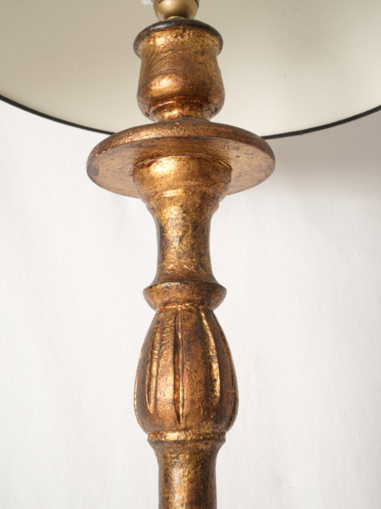 19th-Century French Giltwood Church Torchère Converted to a Floor Lamp - 66½"