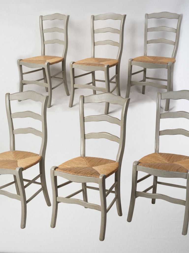 Set Of Six Provençal Ladder Back Rush Seat Chairs Circa 1960 - 36½"