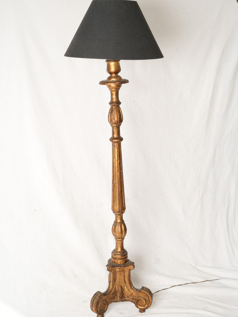 19th-Century French Giltwood Church Torchère Converted to a Floor Lamp - 66½"