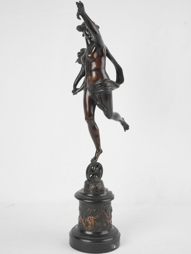 19th century sculpture of Fortuna in bronze 26"