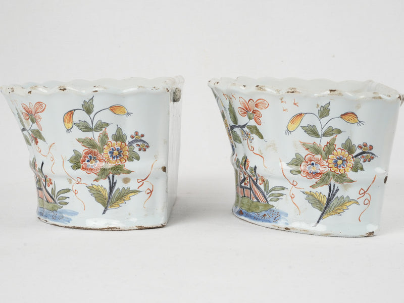 Hand-painted French tulip flower vases