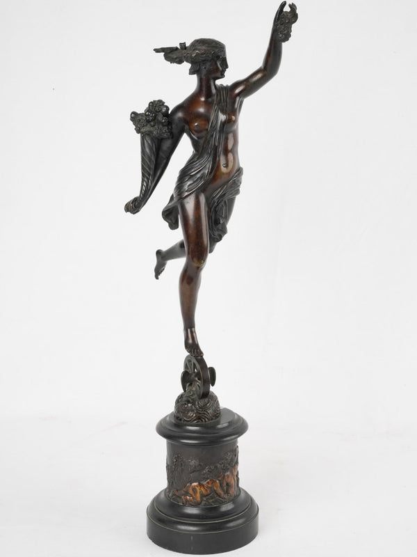 19th century sculpture of Fortuna in bronze 26"