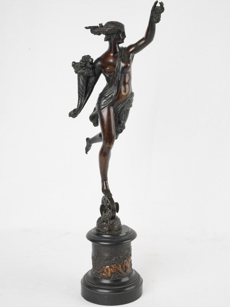 19th century sculpture of Fortuna in bronze 26"