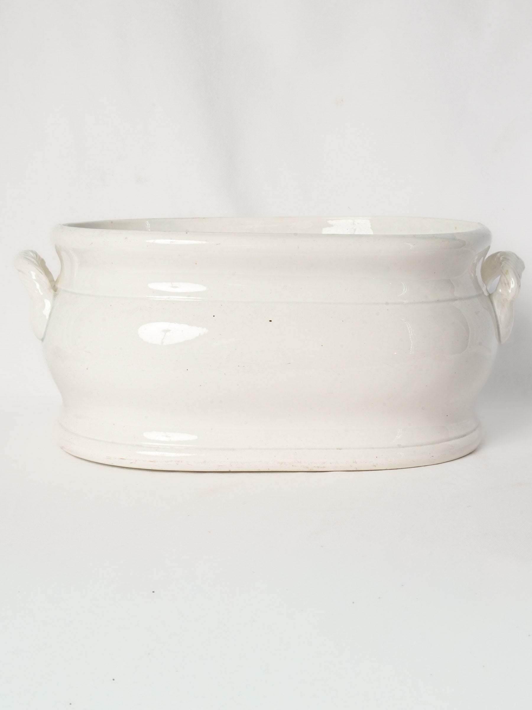 Large Oval Faience Foot Bath w/ Rope-Twist Handles by Jules Vieillard, 19th Century - 20"