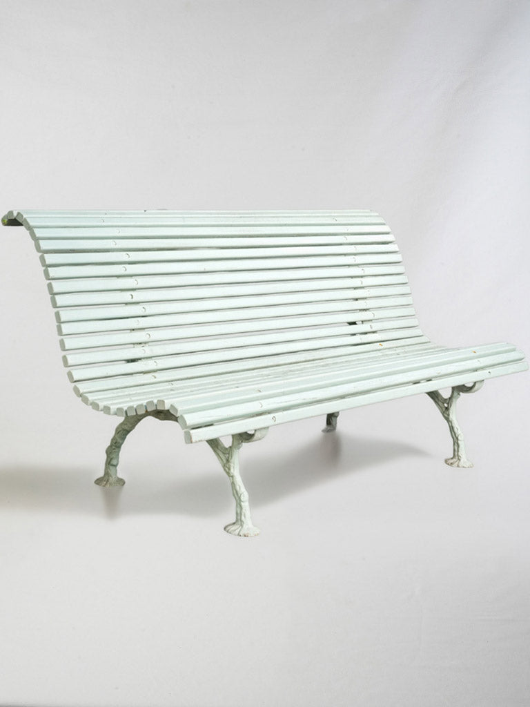 Handsome Garden Bench w/ Branch-Form Cast Iron Base & Sage Green Finish - 60¼"