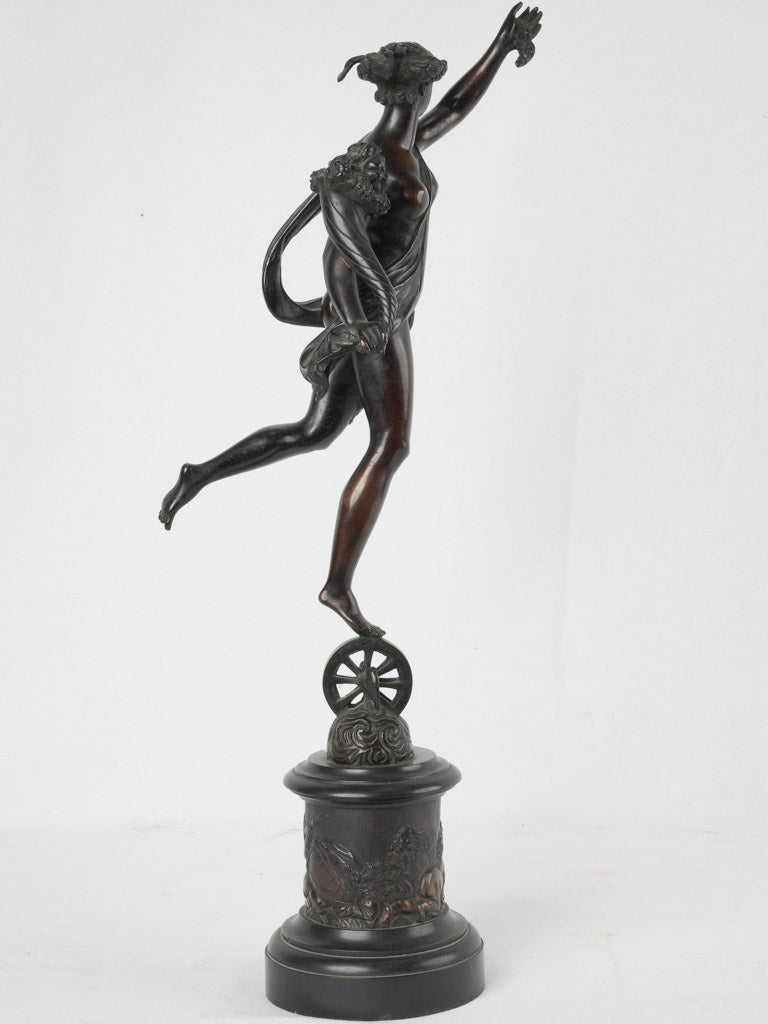 19th century sculpture of Fortuna in bronze 26"