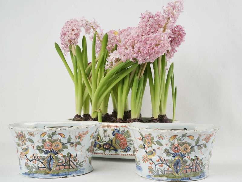 Antique French glazed earthenware planter vases