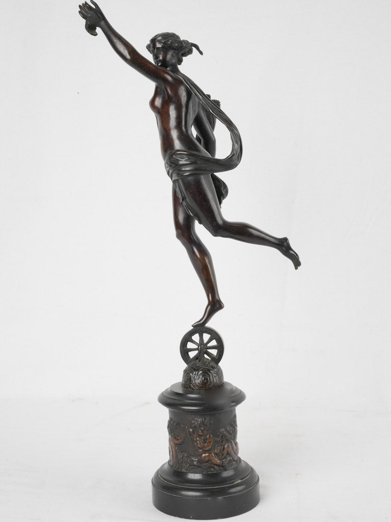 19th century sculpture of Fortuna in bronze 26"
