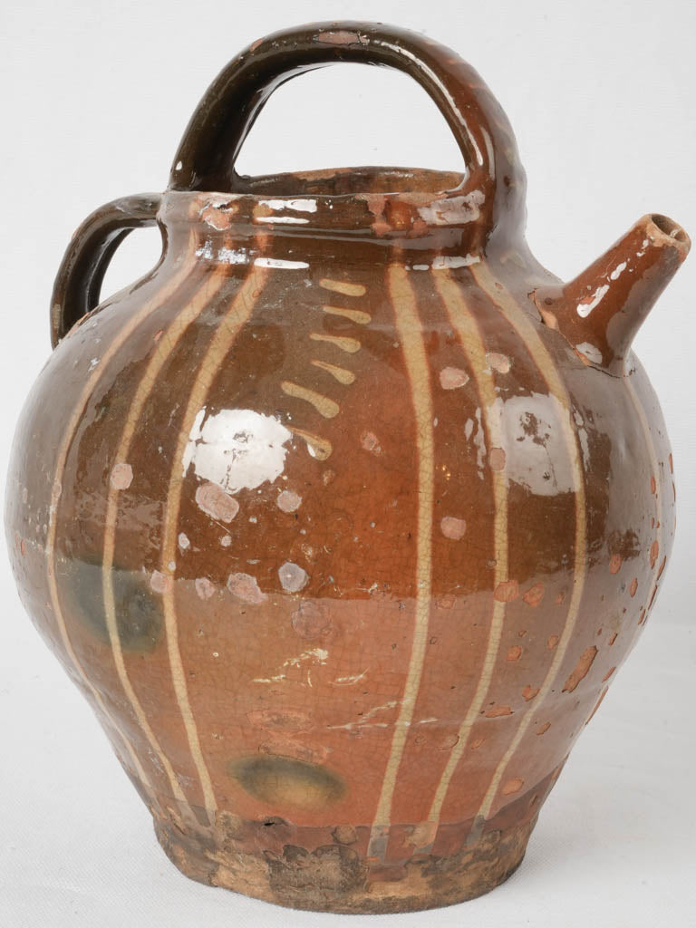 Antique French brown cruche pitcher