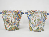 Colorful glazed faience planters from Rouen