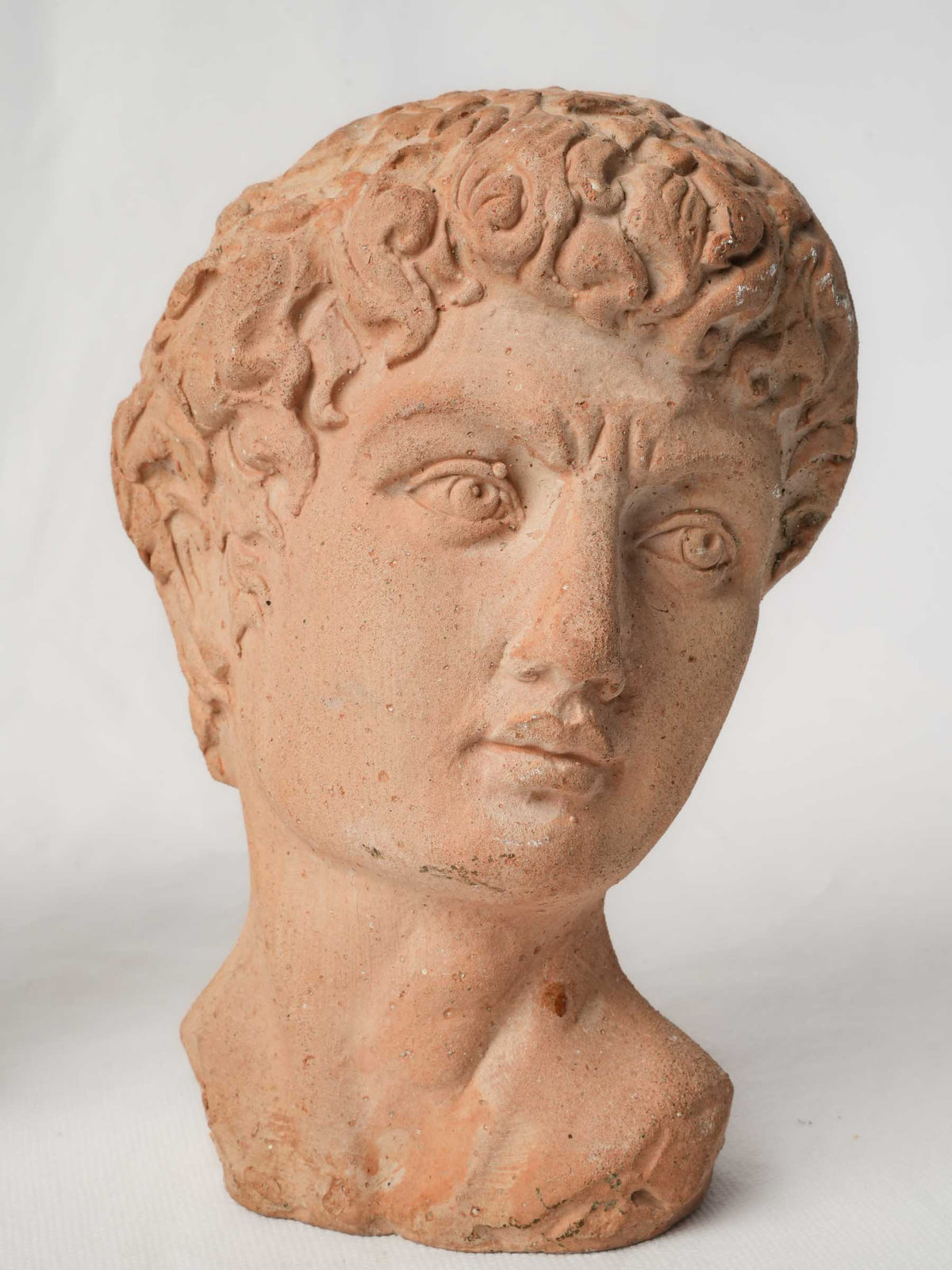 Pair of Small Classical Male and Female Heads in Terracotta - 8"