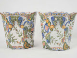 Antique French hand-painted cachepot planters