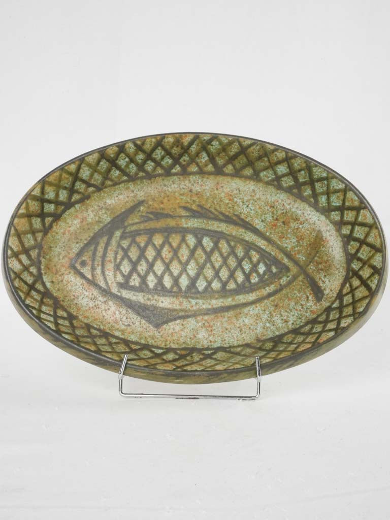 Rustic fish motif ceramic platter