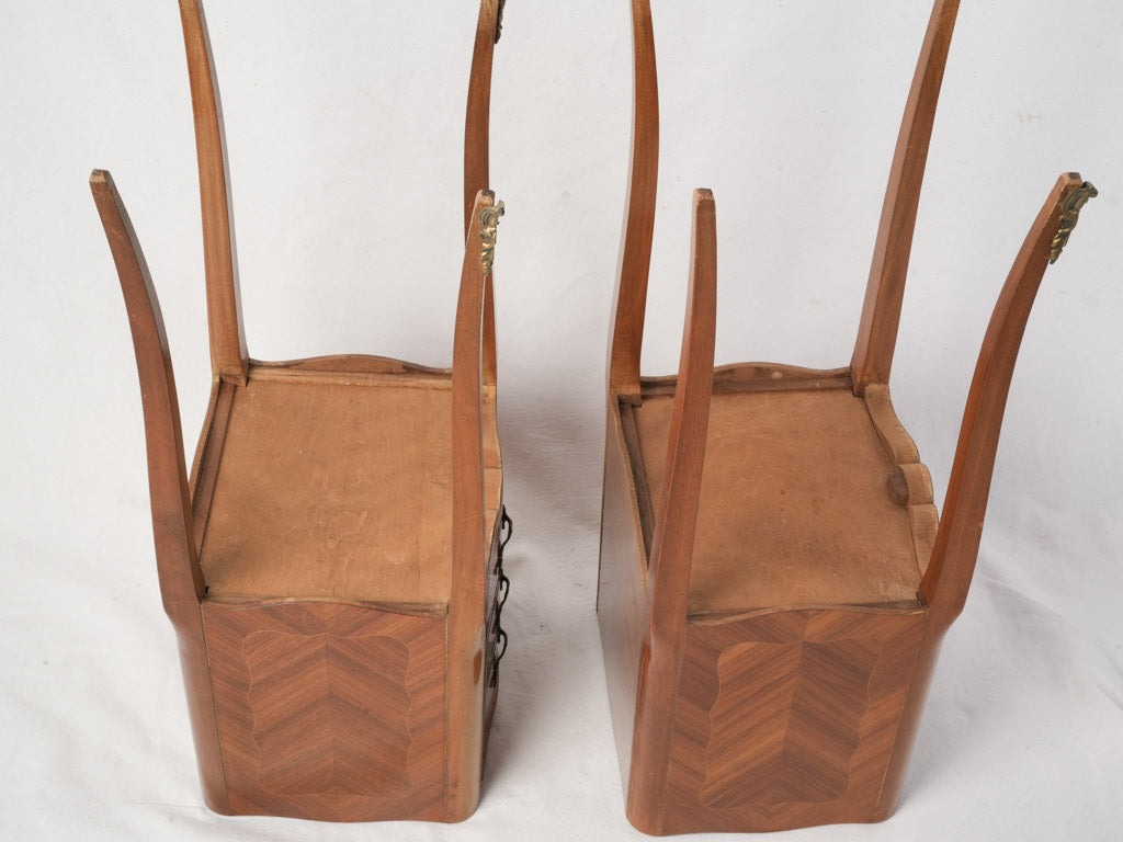 Decorative floral marquetry nightstands  