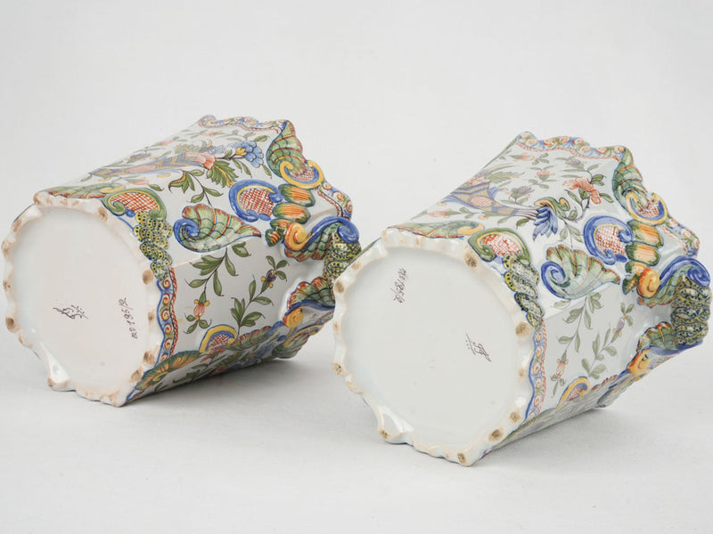 Hand-painted 18th-century French earthenware planters