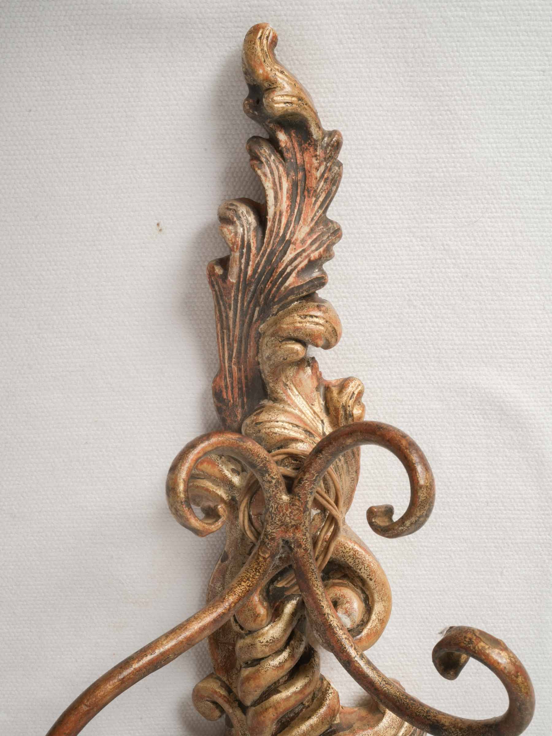 Pair of Italian Rococo Revival Two-Light Giltwood Sconces, Circa 1950 - 23¾"