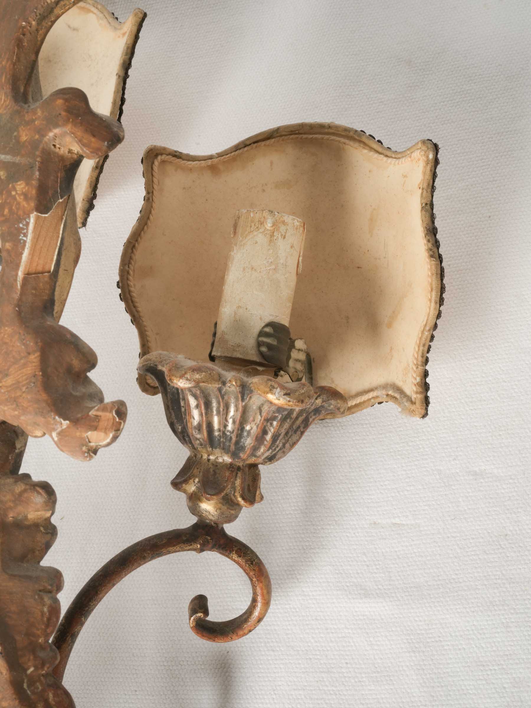 Pair of Italian Rococo Revival Two-Light Giltwood Sconces, Circa 1950 - 23¾"