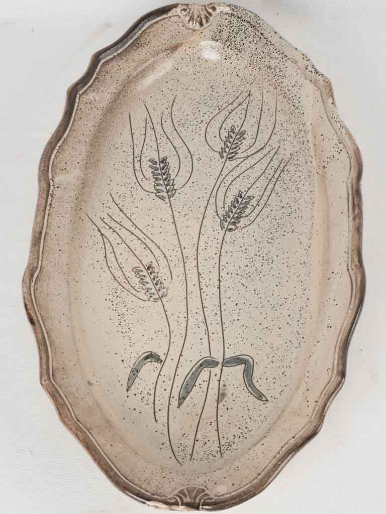 Antique decorative wheat-patterned serving platter