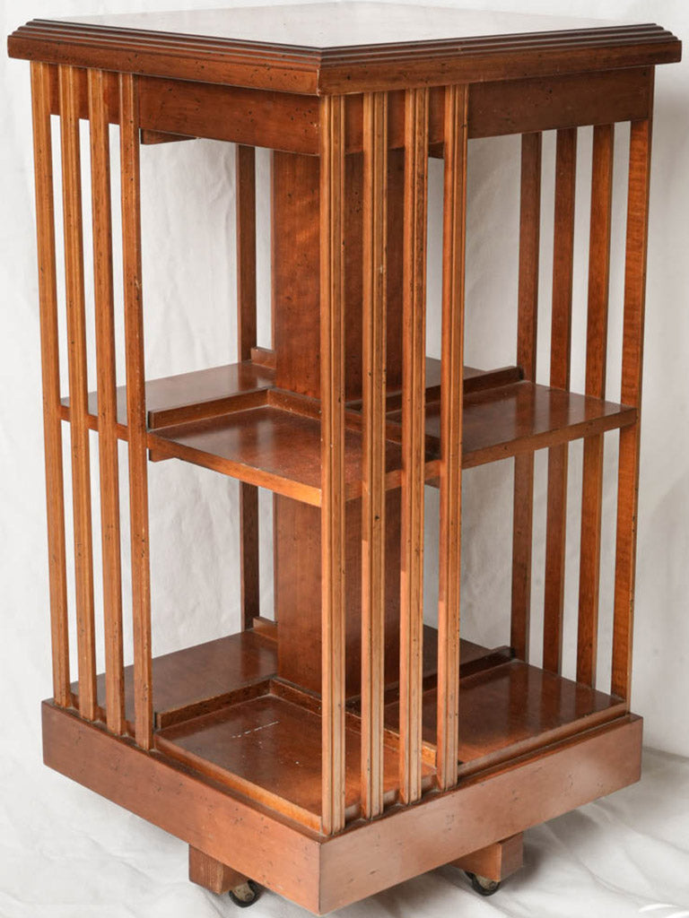 Early 20th Century Blond Mahogany Revolving Bookcase on Casters - 33¾"