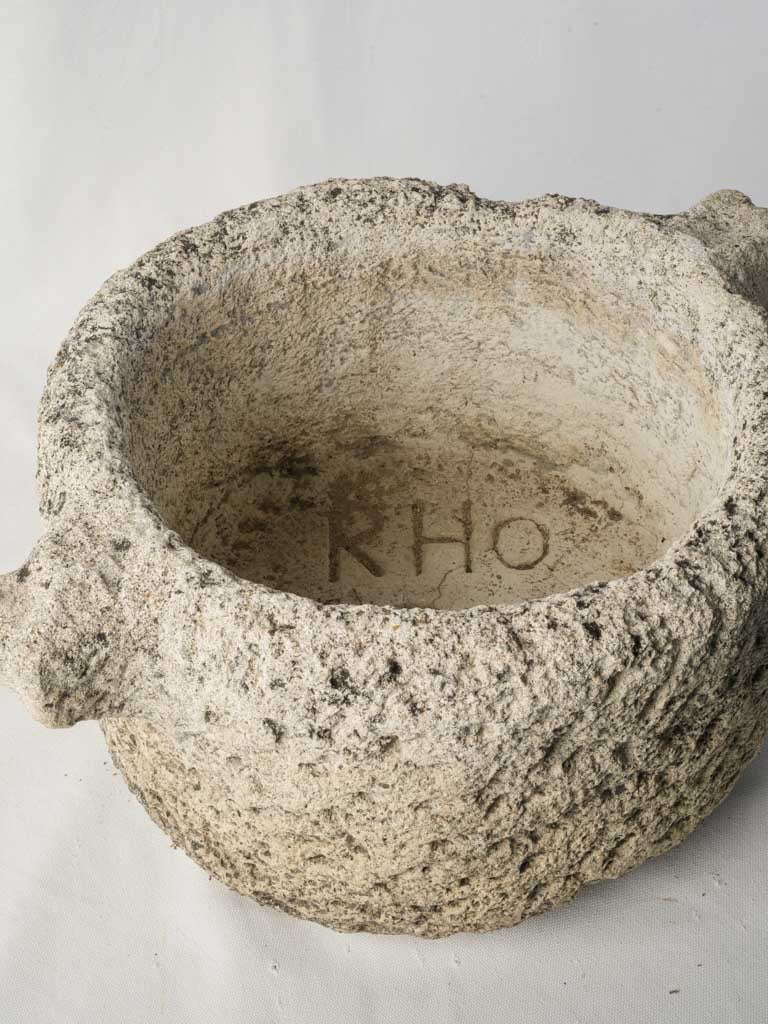 Rustic Reconstituted Stone Mortar Planter w/ Drain Hole