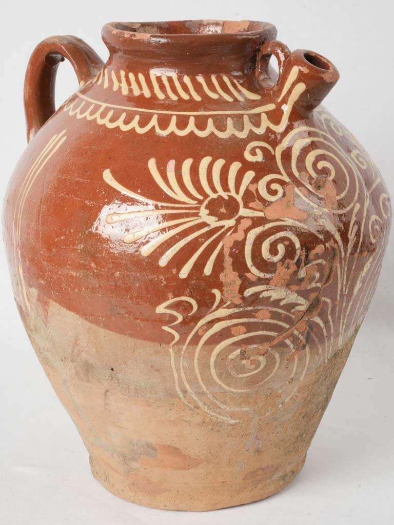 Large antique French cruche w/ classic Val de Saône pottery designs 15 ...
