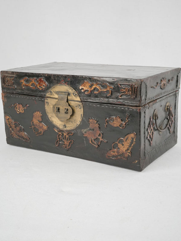 Antique Chinese leather coffer box