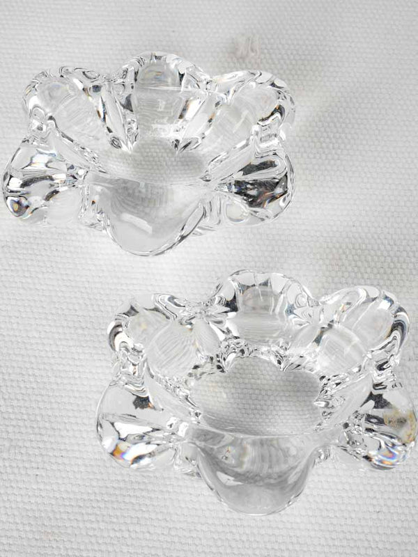 Pair of Daum crystal salt & pepper cellars 2"