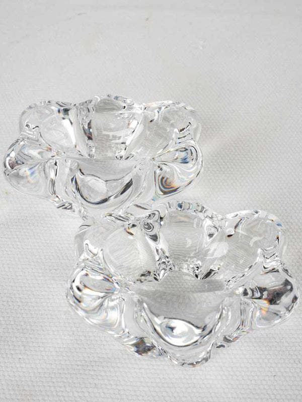 Pair of Daum crystal salt & pepper cellars 2"