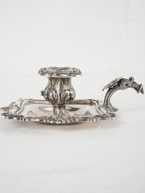 Victorian-style silver bedside candlestick