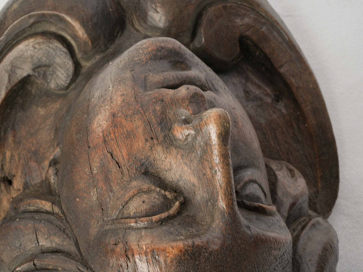 Pair of 18th-Century Carved Oak Wall Brackets w/ Female Heads, Probably Italian - 14¼"