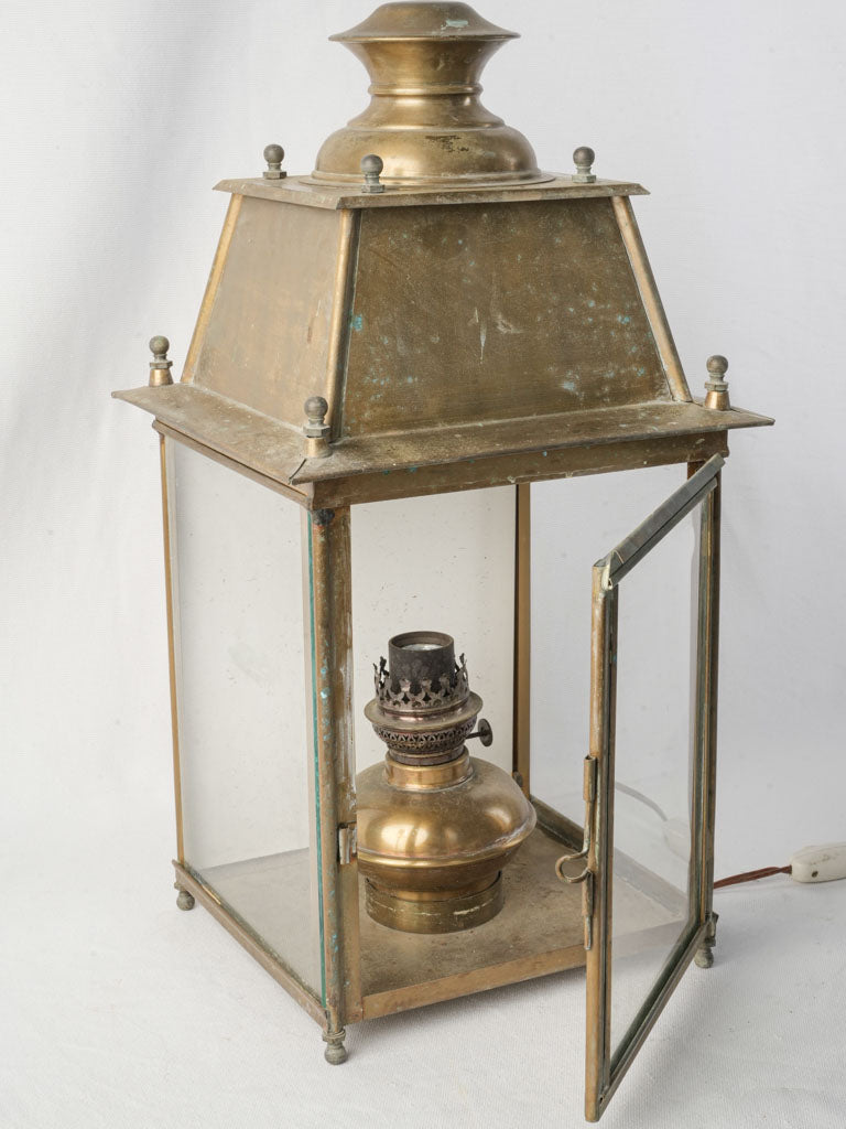 Aged brass wall-mounted lantern