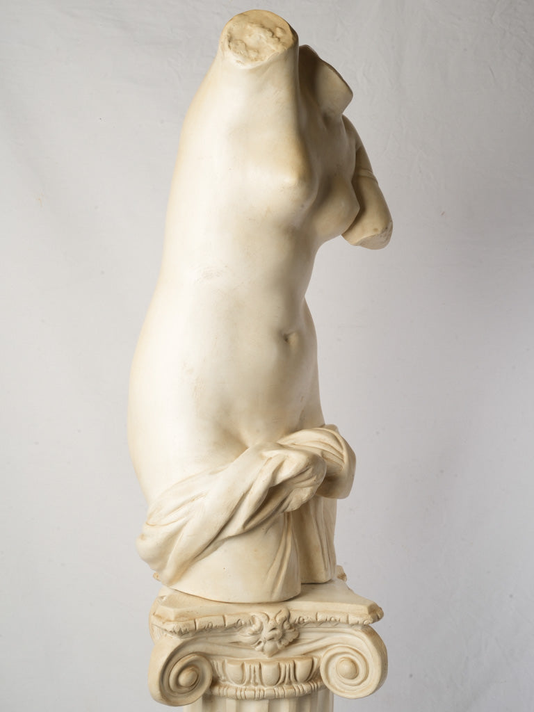 Ivory plaster classical column pedestal