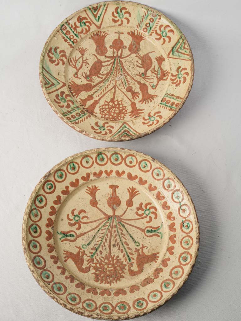 Antique rustic earthenware plates