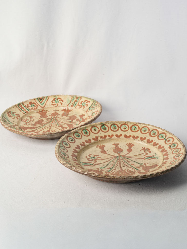 Vintage folk ceramic serving plates