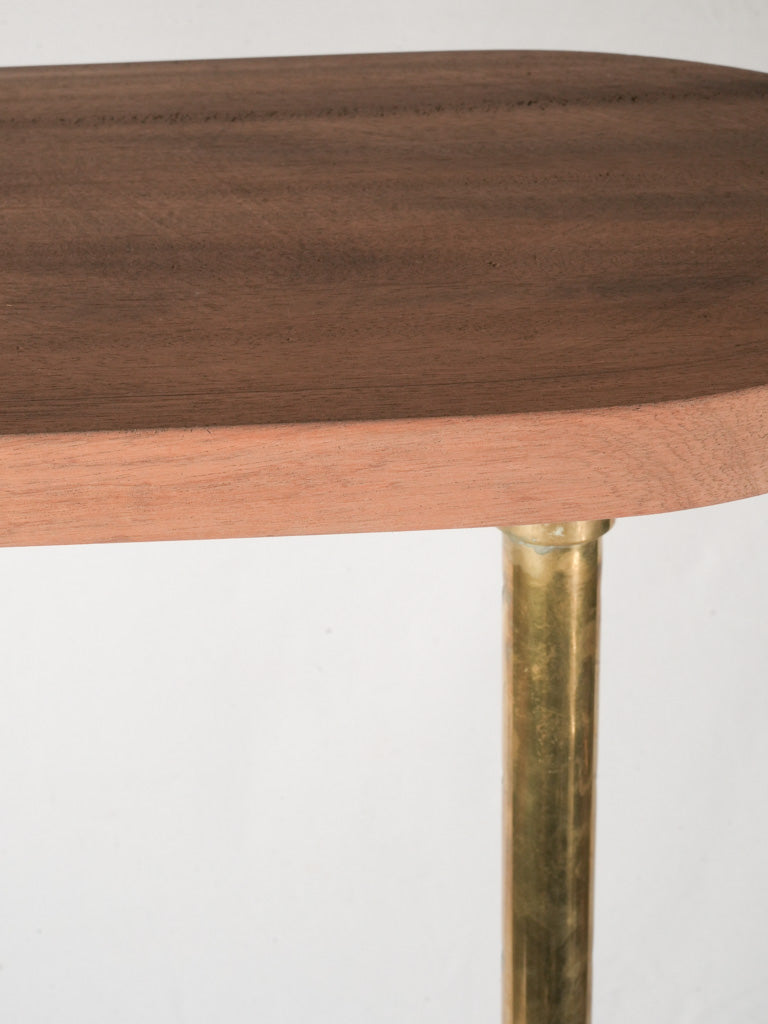 Elegant Brass and Mahogany Mid-20th Century Hotel Coat Rack -51¼" long