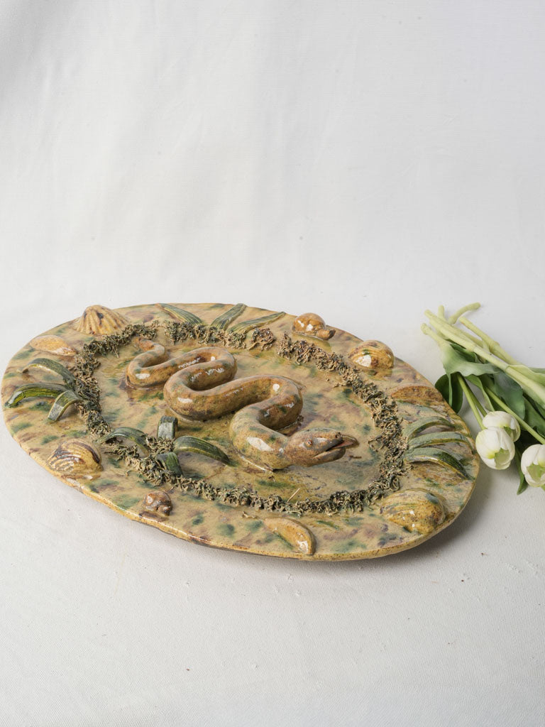 Elegant Palissy-style earthenware plaque  