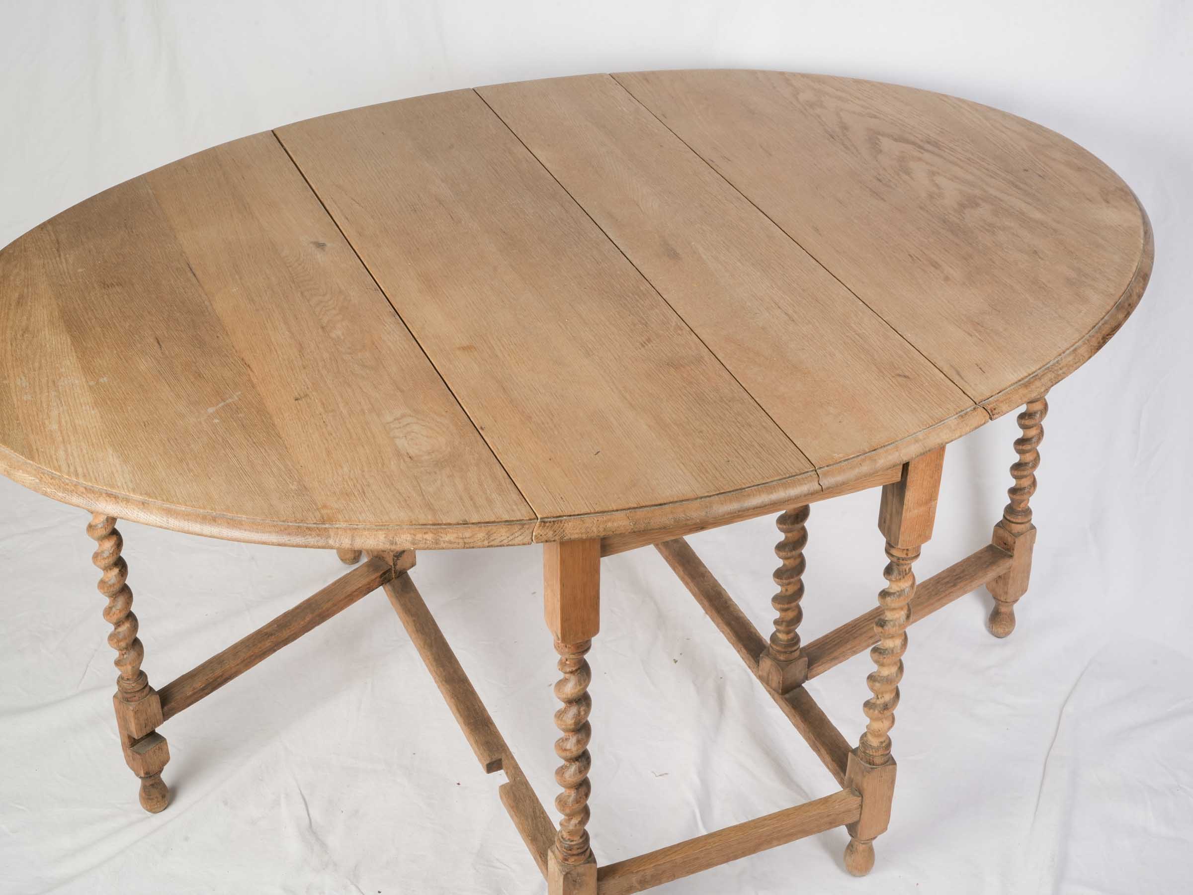 Early 20th Century Oak Gateleg Table w/ Barley-Twist Legs