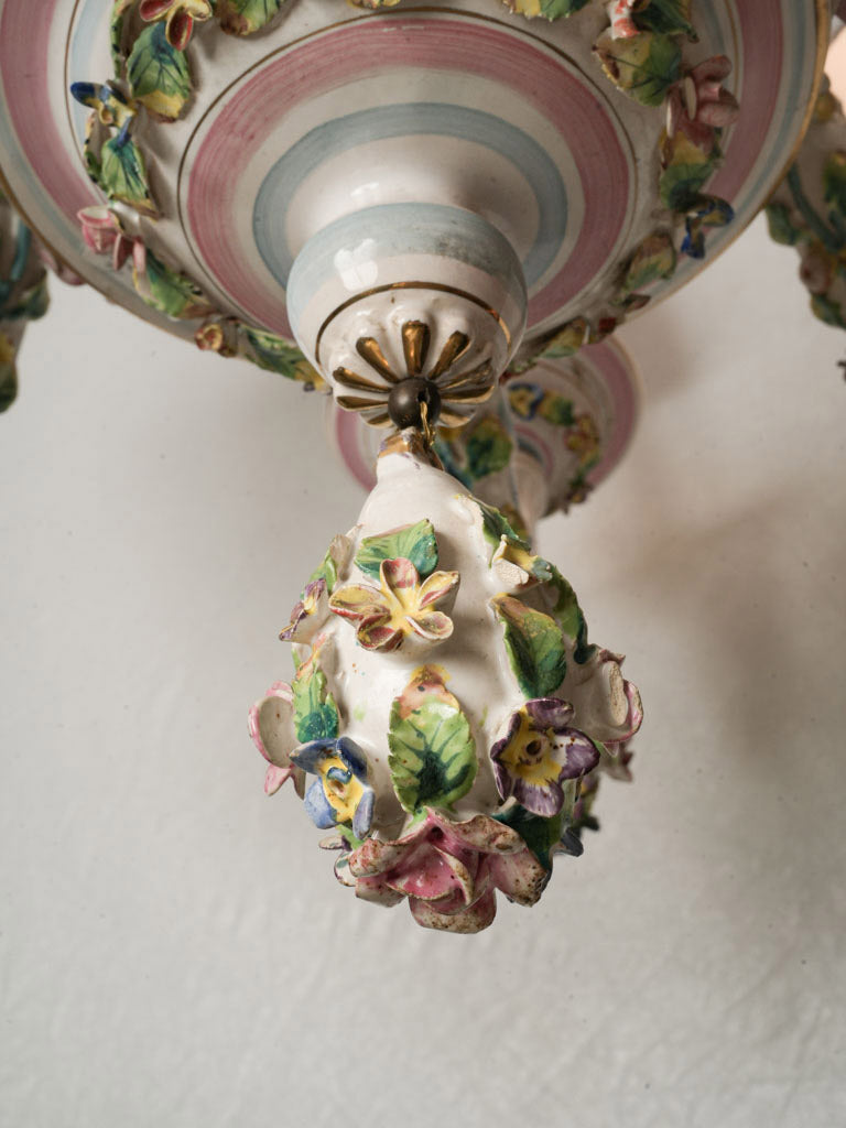 Ornate Capodimonte Floral Porcelain Chandelier Naples, Circa 1900 - 34¼" x 27¼"