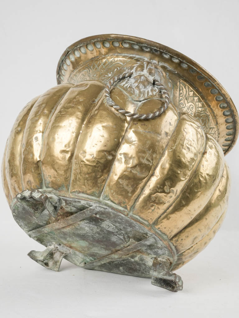 Elegant, 19th-century brass lion planter