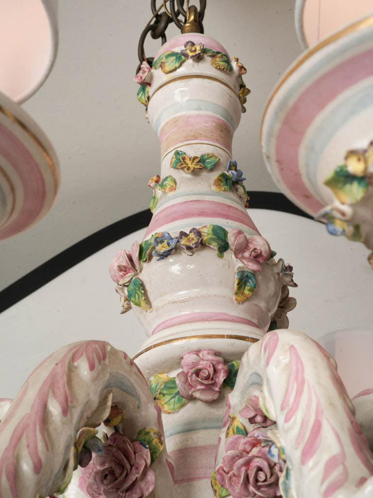 Ornate Capodimonte Floral Porcelain Chandelier Naples, Circa 1900 - 34¼" x 27¼"
