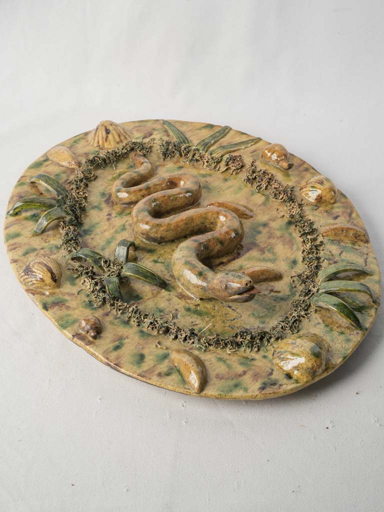 Intriguing antique majolica wall plaque  