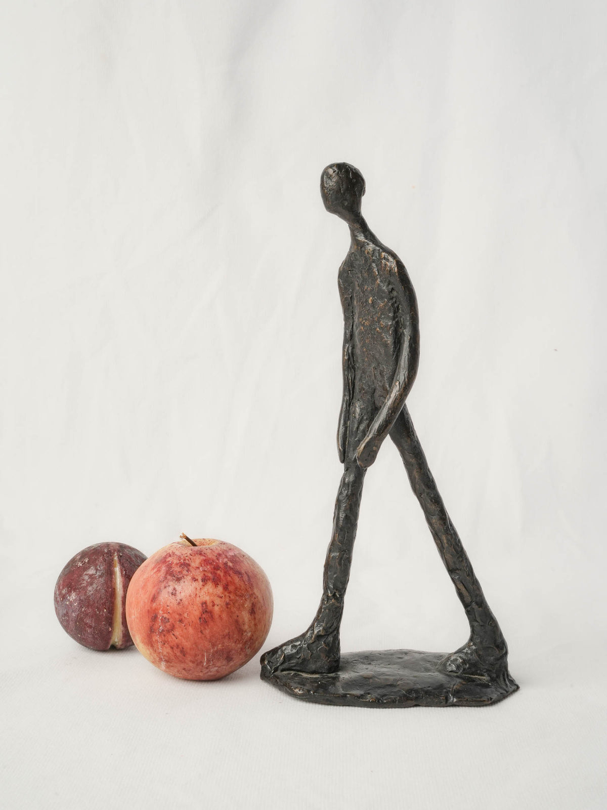 Petite Modern Bronze Sculpture of a Walking Man w/ Expressionist Modeling - 10¼"