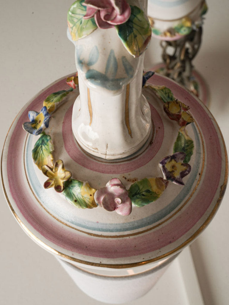 Ornate Capodimonte Floral Porcelain Chandelier Naples, Circa 1900 - 34¼" x 27¼"