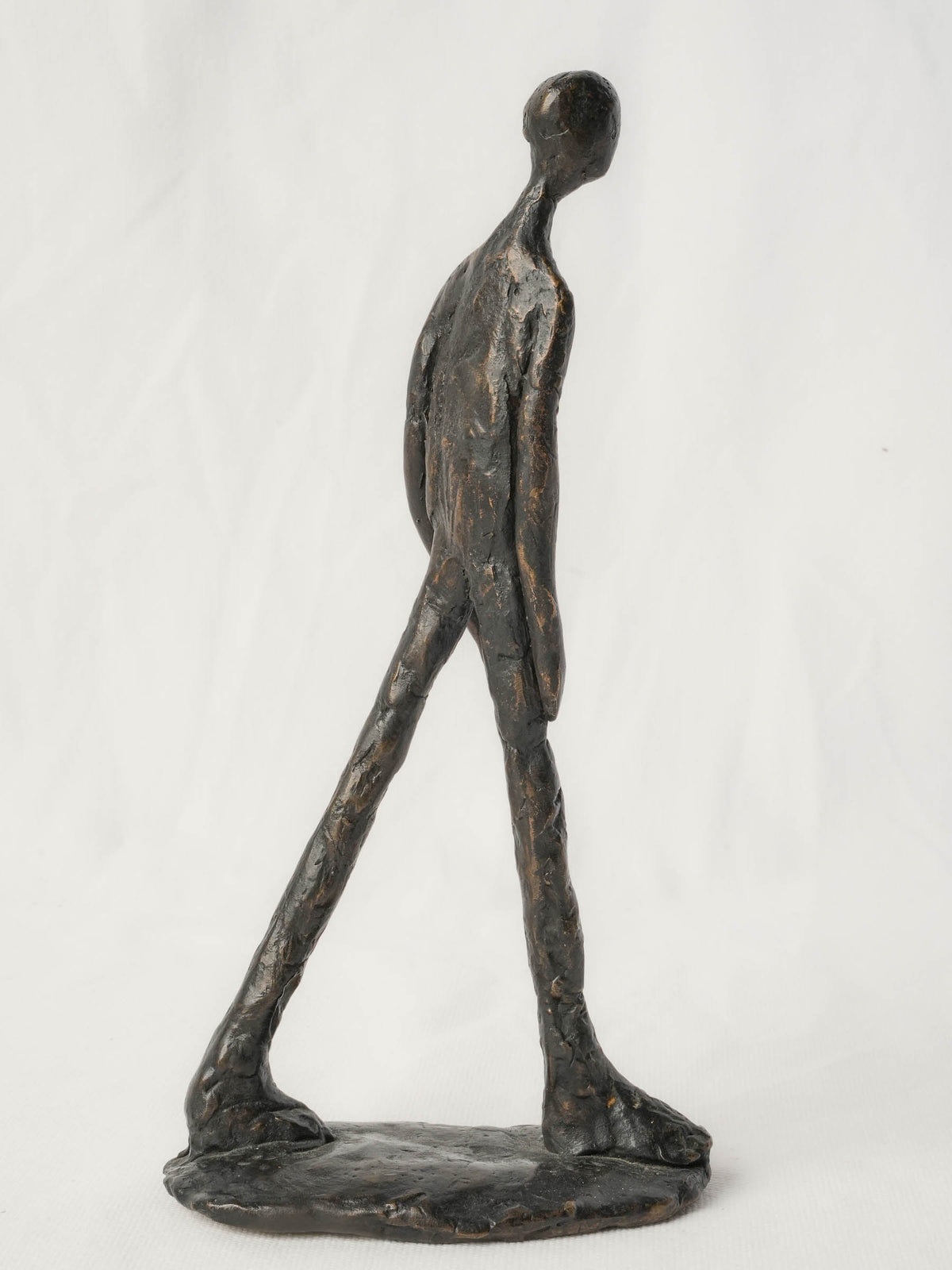 Petite Modern Bronze Sculpture of a Walking Man w/ Expressionist Modeling - 10¼"