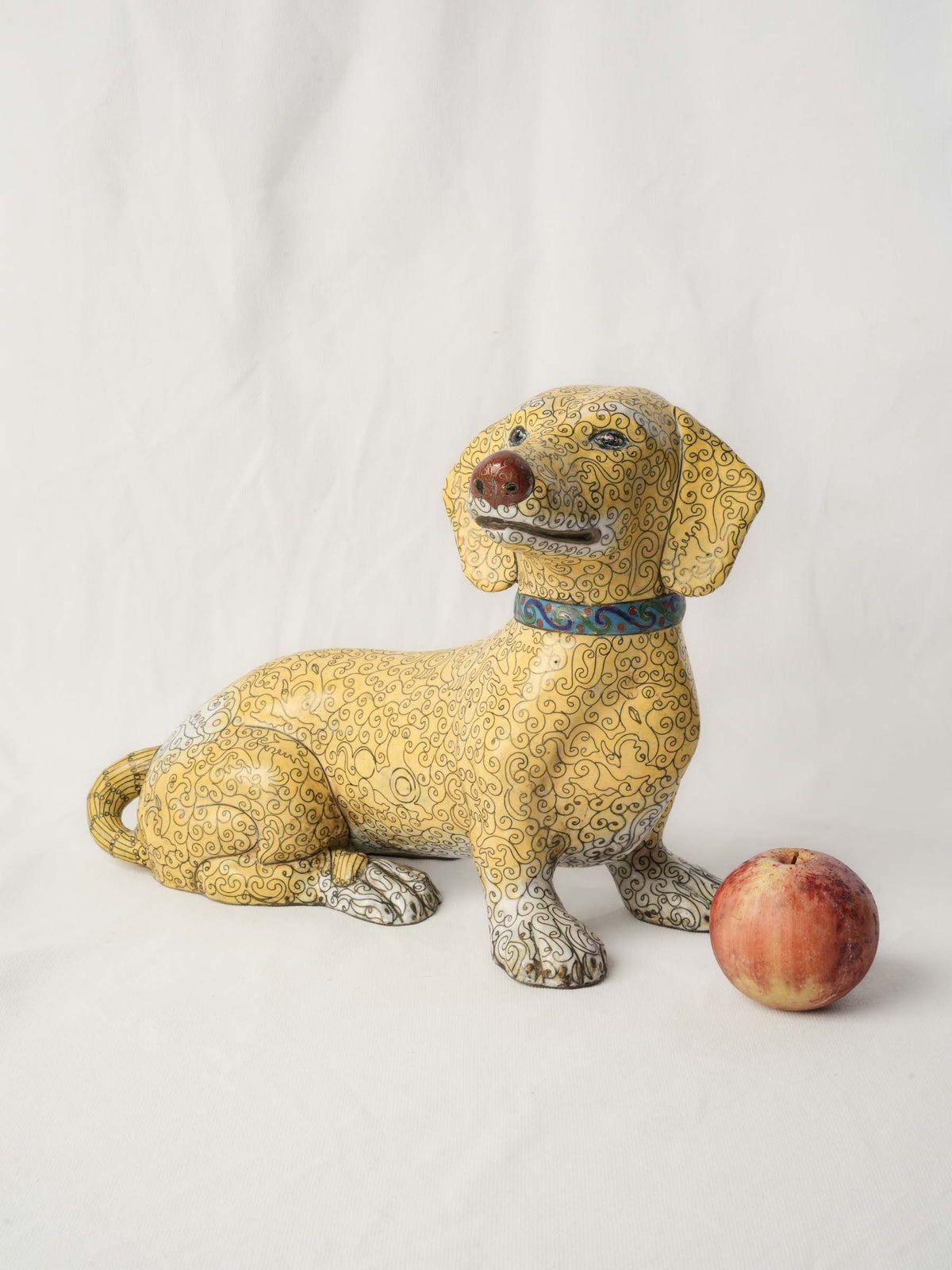 Large Antique Chinese Cloisonné Dachshund w/ Intricate Decoration - 11½" x 15"