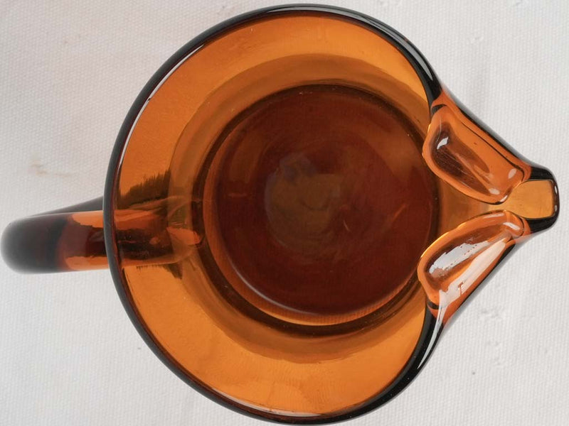 Vintage blown glass pitcher - amber 8"