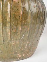 Vintage speckled olive-green glaze jar