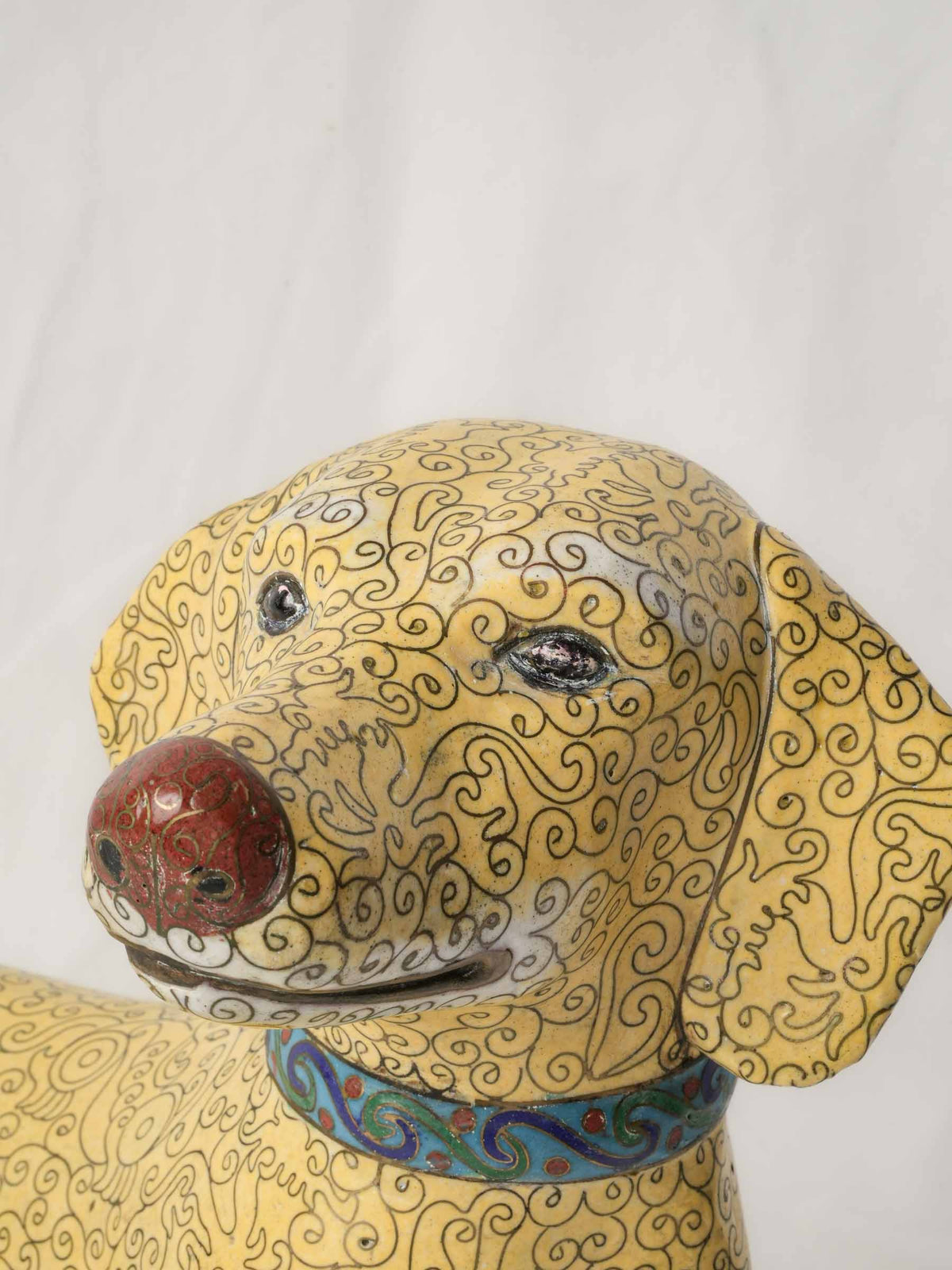 Large Antique Chinese Cloisonné Dachshund w/ Intricate Decoration - 11½" x 15"