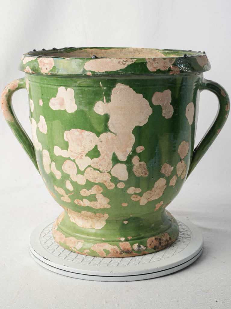Aged French pottery container  